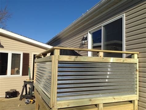 sheet metal porch|metal panels for deck railing.